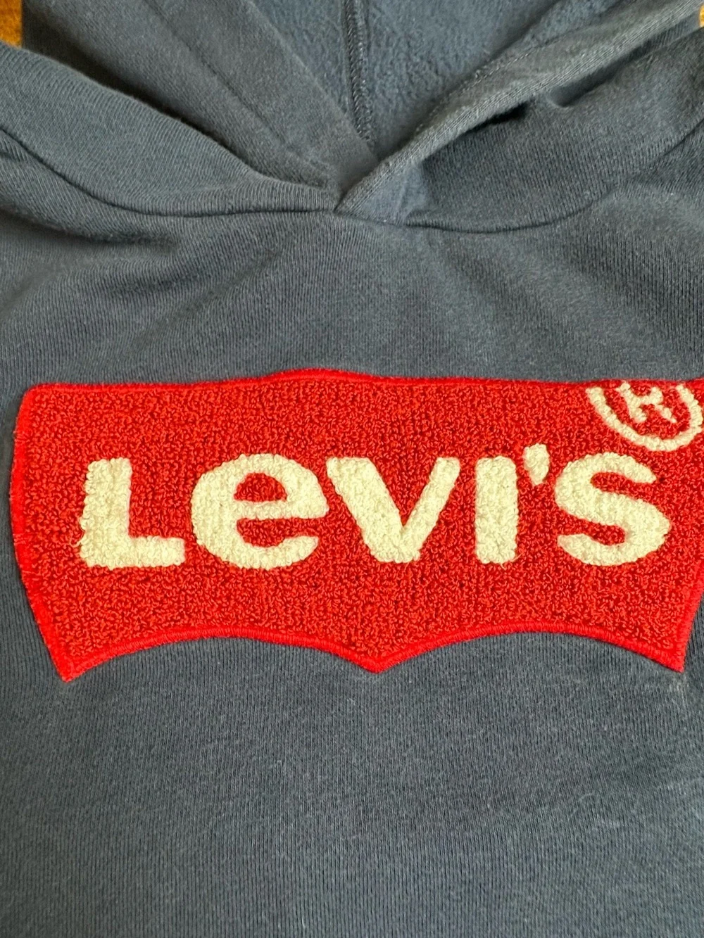 Levi's Navy Pullover Hoodie with Red Logo Patch